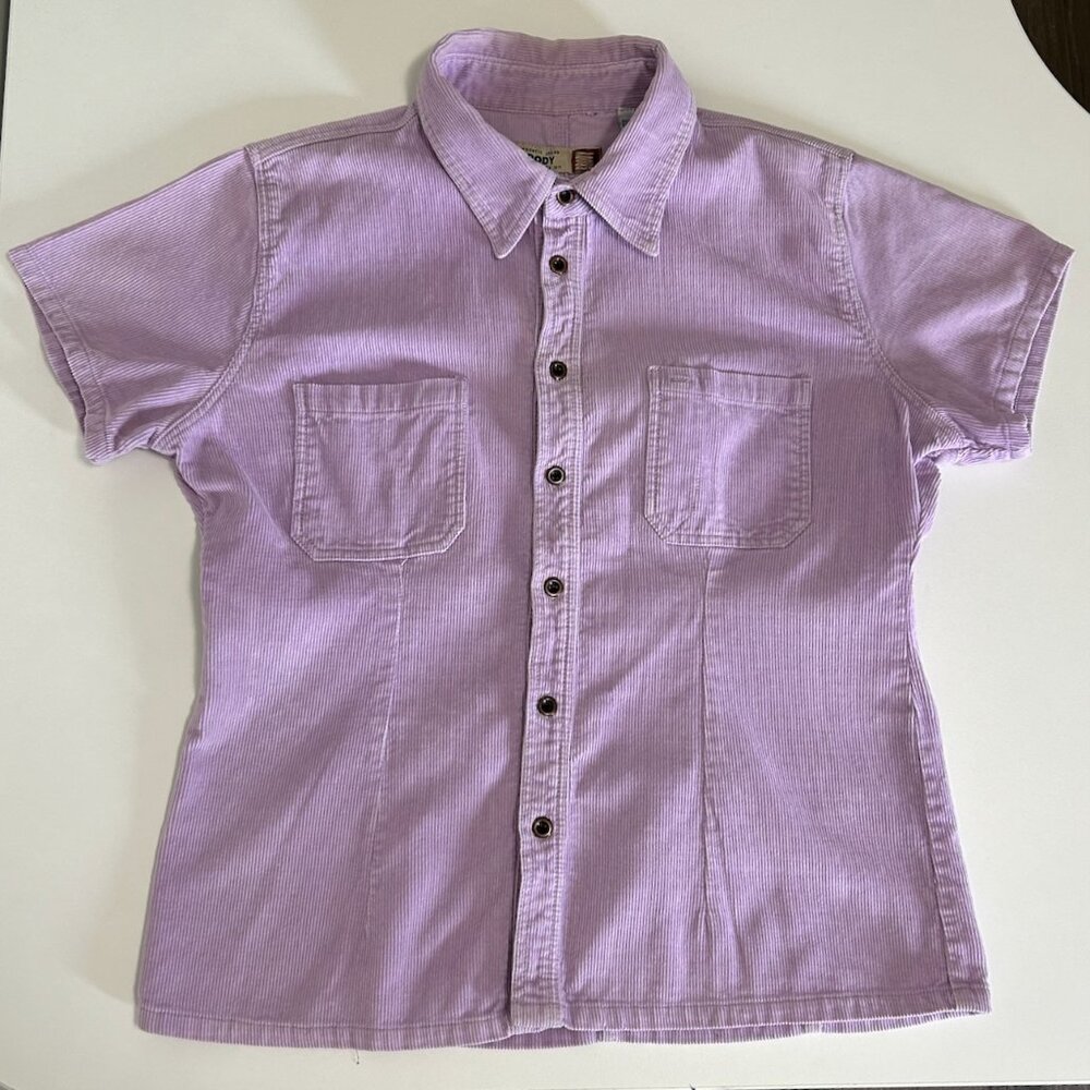 Brody Jeans Lilac Purple Corduroy Short Sleeve Button-up Shirt, Size Large *FLAW
